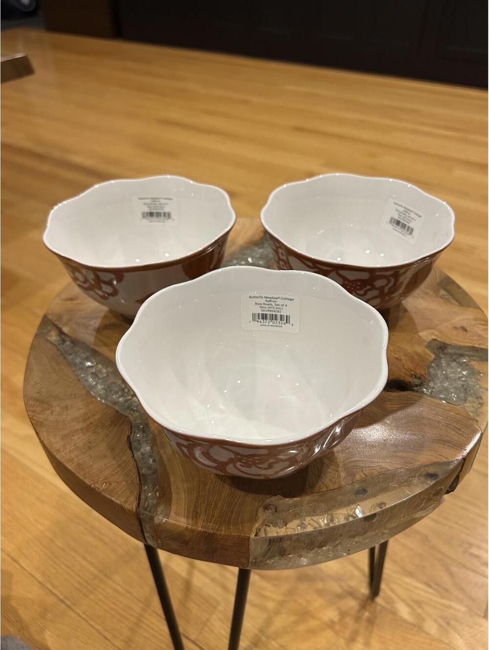 Lenox Butterfly Meadow Cottage Saffron Rice Bowls Set of 3